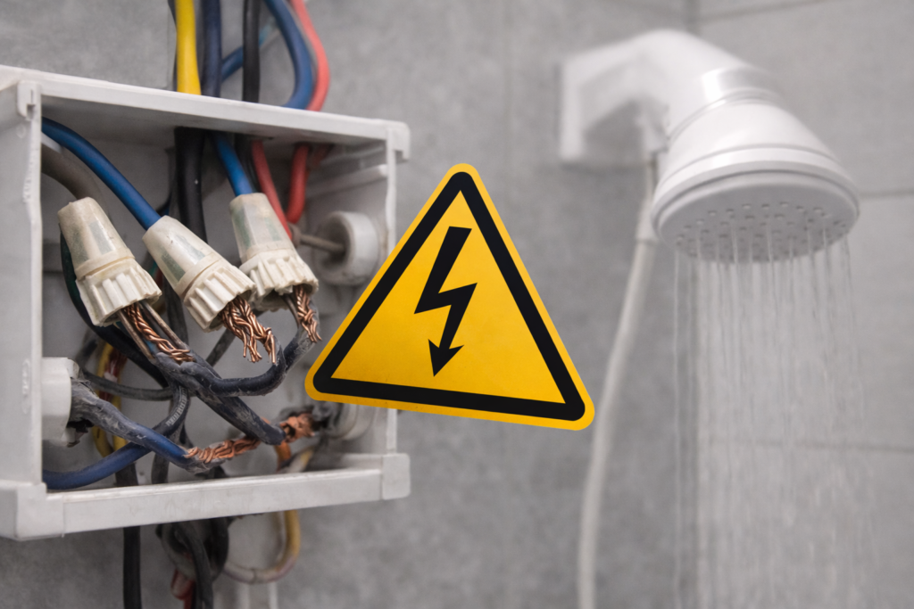 Fiação inadequada em chuveiro elétrico
