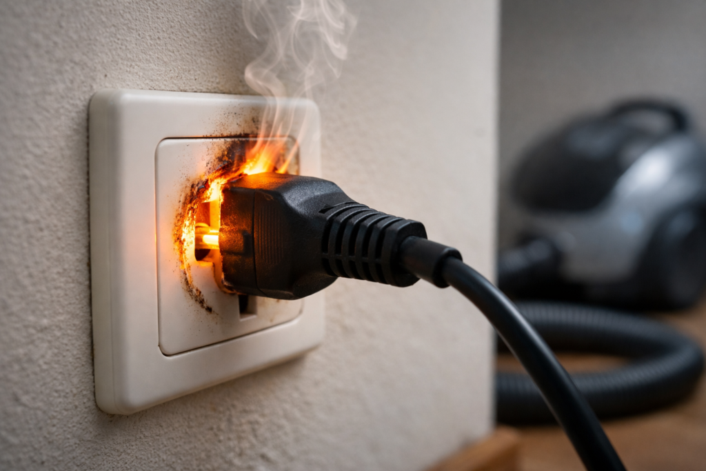 Tomada esquentando ao usar aspirador de pó