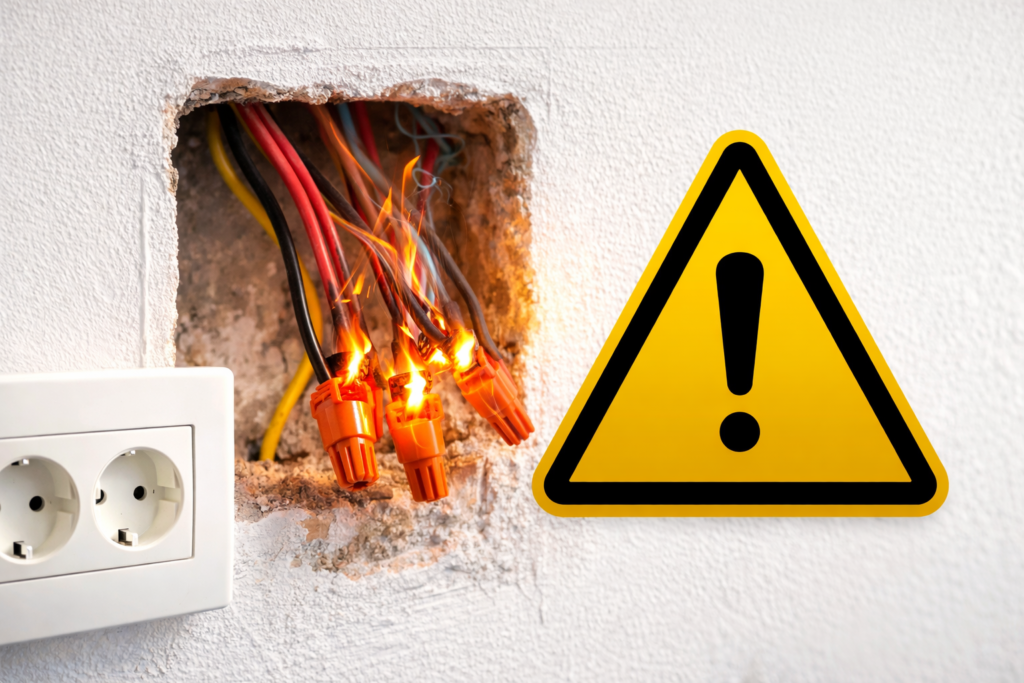 fio elétrico esquentando dentro da parede
