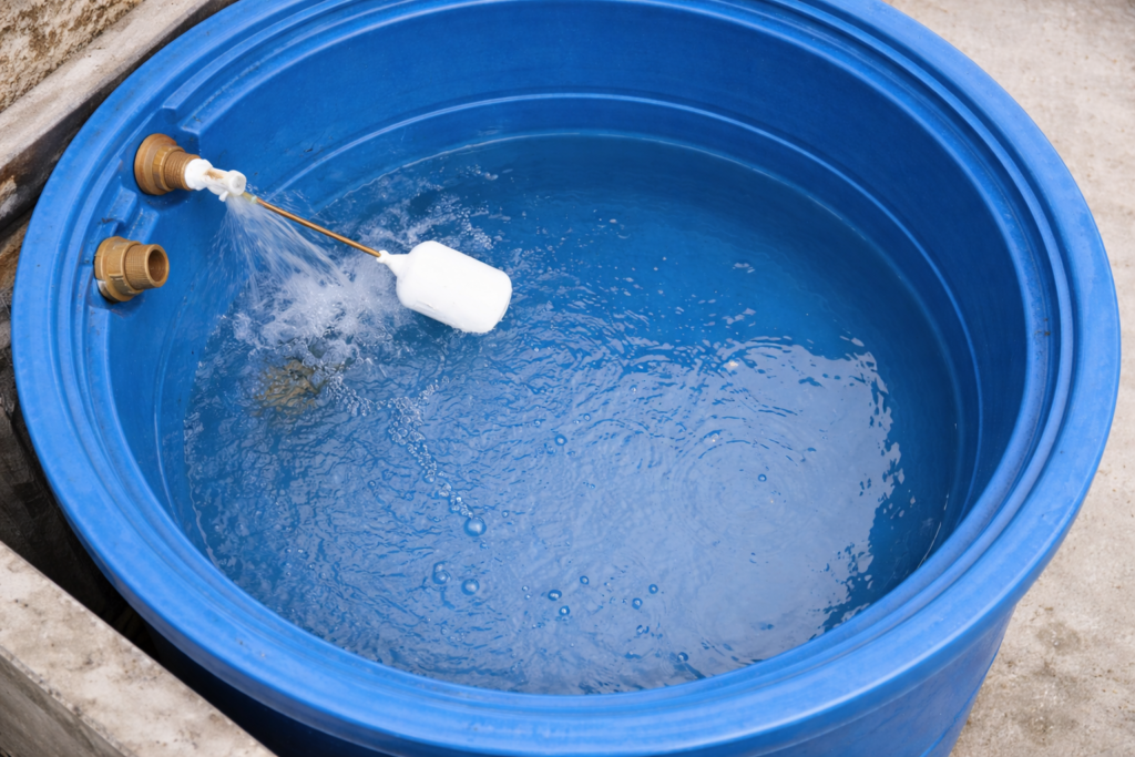 Boia controlando o nível de água dentro da caixa d’água