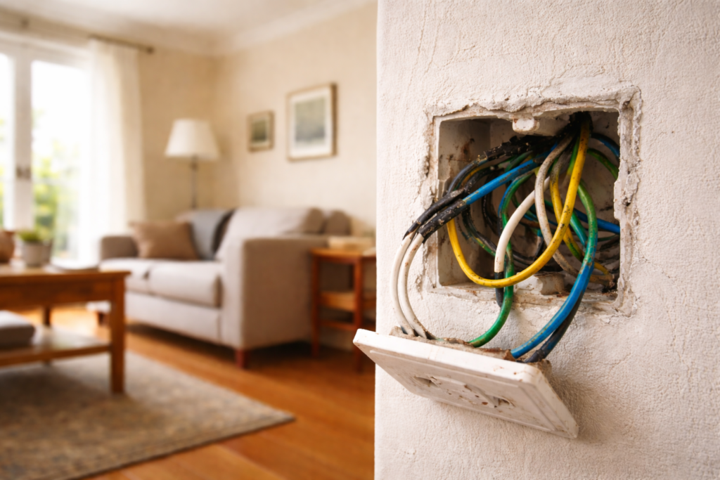 Fiação elétrica com leve aquecimento