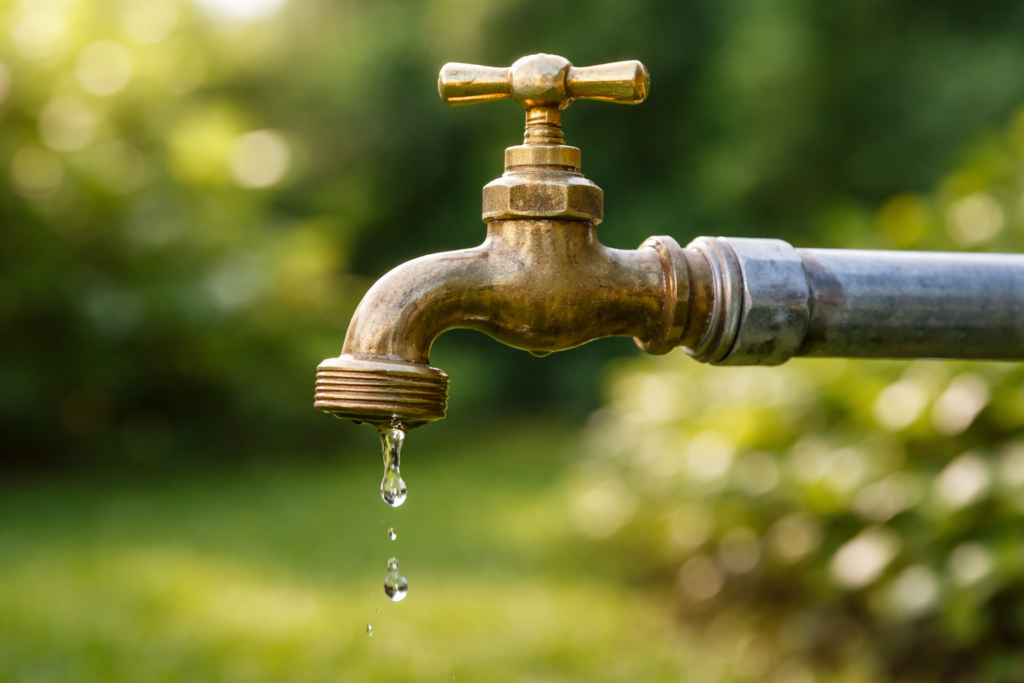 Torneira pingando desperdiçando água continuamente