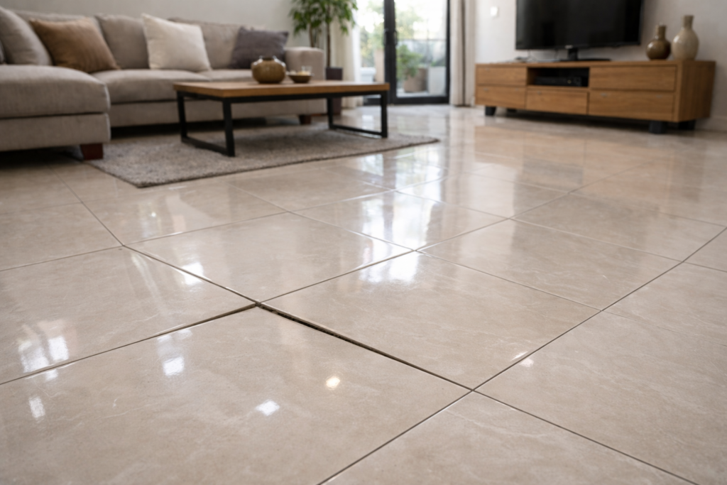 piso cerâmico soltando do chão na sala de casa