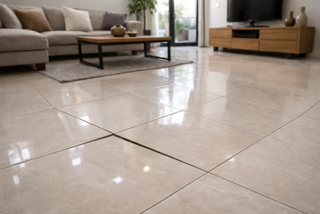 piso cerâmico soltando do chão na sala de casa