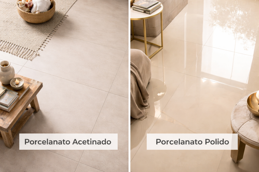 porcelanato polido vs acetinado diferença