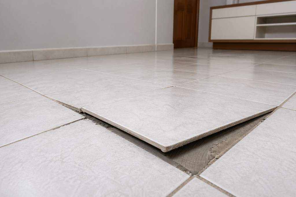 Piso cerâmico soltando por falha na argamassa