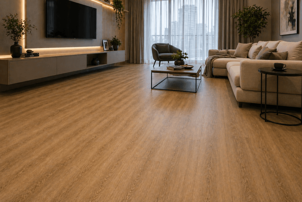 Piso vinílico em sala moderna