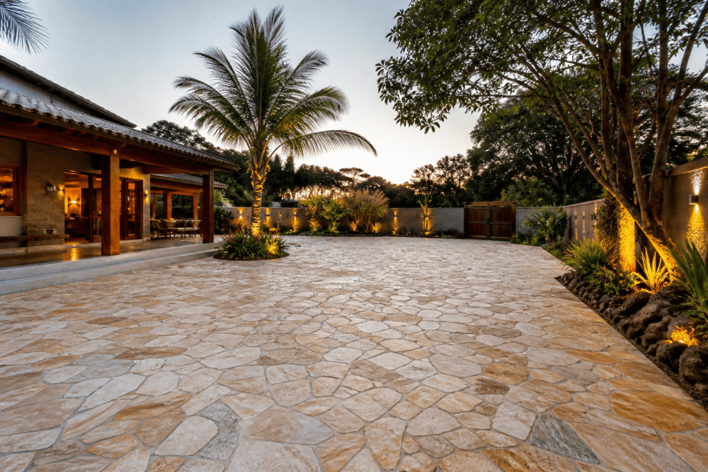 piso externo quintal com pedra natural antiderrapante