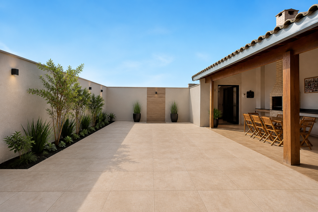 quintal com piso porcelanato externo antiderrapante