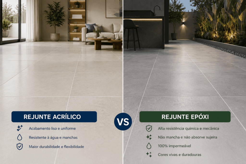 Comparação entre rejunte epóxi ou acrílico para banheiro