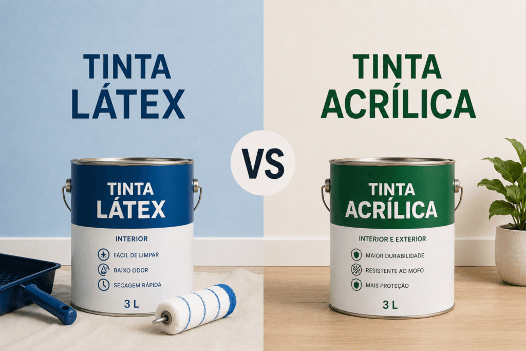 Comparação entre tinta acrílica e tinta látex para pintura de paredes internas e externas