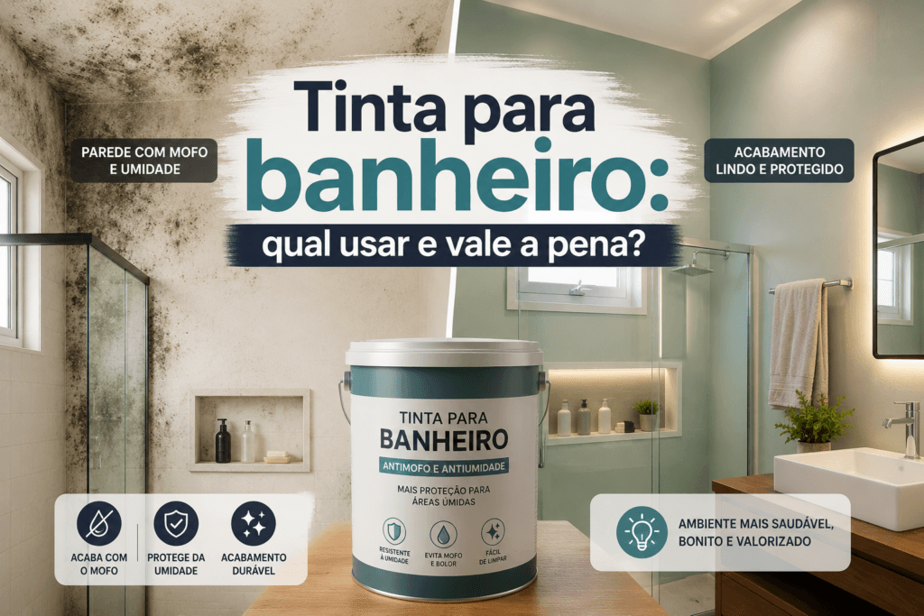 Tinta para banheiro indicada para proteger paredes contra mofo e umidade.