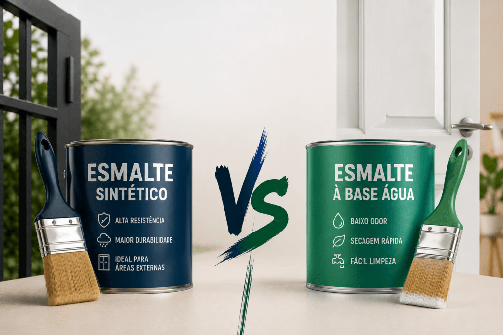 Comparação entre tinta esmalte sintético e esmalte à base de água
